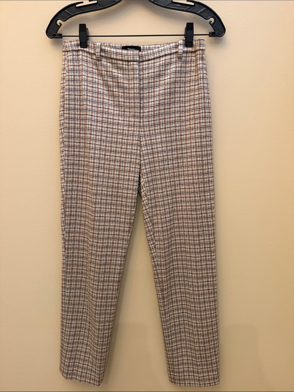 Theory Plaid Cropped Pants in Neutral Multi